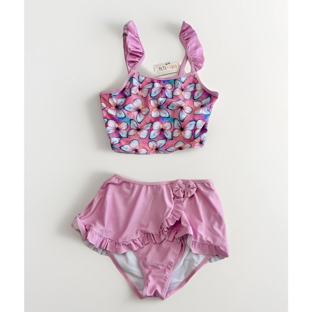 Pete & Lucy Butterfly Flutter Away 2 Piece Swimsuit Size 10/12 NWT